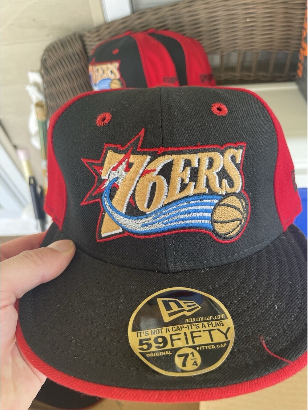 Vtg 2001 Philadelphia 76ers New Era 59FIFTY Hat - 7 1/2 Wool Made In USA